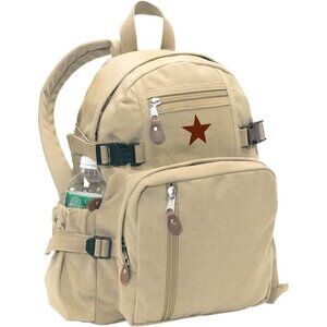 🆕 Women Khaki Vintage Star Stone-Washed Canvas Padded Adjustable Strap Backpack